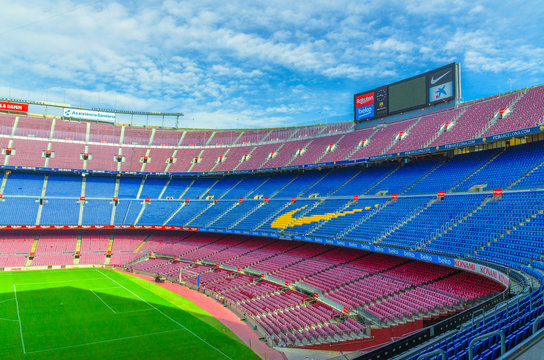 Barcelona, Spain, March 14, 2019: Camp Nou is the home stadium of football club Barcelona