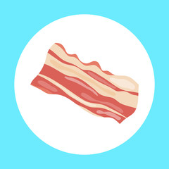 Bacon. A piece of bacon on a white background. Vector, cartoon illustration.