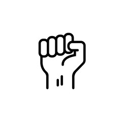 Fist power hand icon line. Revolution or protest. Vector on isolated white background. EPS 10