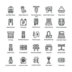 Heating System Line Vector Icons 