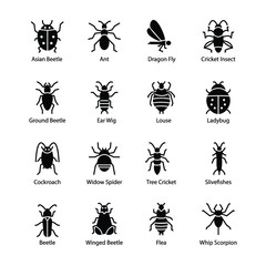 Insects‌ ‌Glyph‌ ‌Icons‌ ‌
