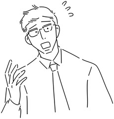 困っている男性のイラスト　焦っている様子　中高年のイラスト　