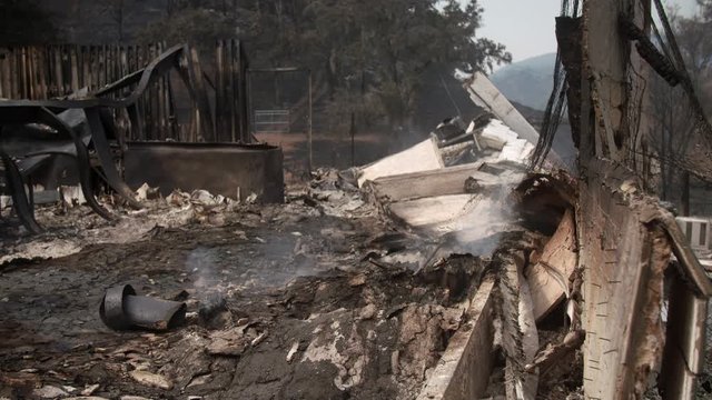 Napa, California, USA. 22 August 2020. Burnt down home in the LNU Lightning Complex Fire that ravaged the Napa, Sonoma, Lake and Solano counties.