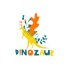 Cute Dinosaur Print with Slogan Vector Illustration