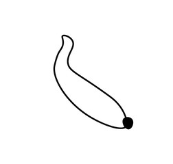 Vector banana with a black line.Simple food and cooking illustration in doodle style on a white isolated background hand drawn.Design for social networks,web,advertising,banners,menus,recipes.