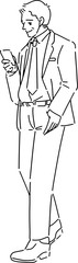 スマホをいじりながら歩く男性のイラスト　歩きスマホ