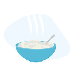 Bowl of rise on white background vector illustration cartoon flat design modern style 