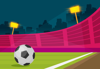 Background of football stadium vector flat design illustration.