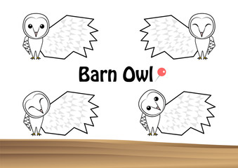 フクロウ お洒落なメンフクロウのミニレター イラスト セット (ポストカード) ベクター