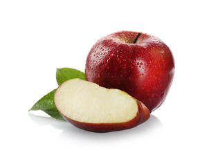 Fresh juicy red apples isolated on white