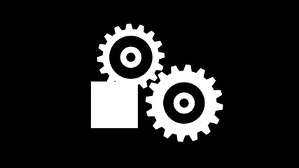 Spinning gears animation with transparent background setting icons 3