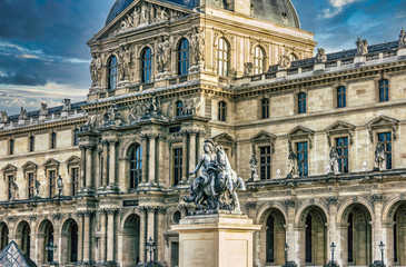 Statue of Louis XIV at the Louvre Museum. Paris, France