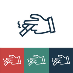 Linear vector icon with smoking