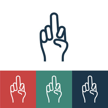 Linear vector icon with rude gesture