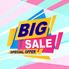 Big sale bright banner. Special offer. Vector illustration.