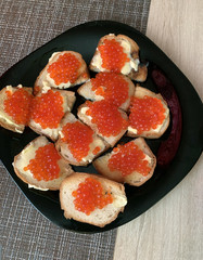 sandwich with caviar