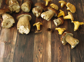 mushrooms on a wooden table