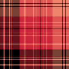 Seamless pattern in black, red and light orange colors for plaid, fabric, textile, clothes, tablecloth and other things. Vector image.