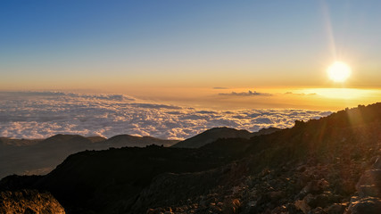 Sunset view from teide volcano