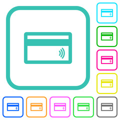 Contactless credit card vivid colored flat icons