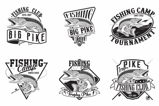 Set of Fishing club vintage emblems designs