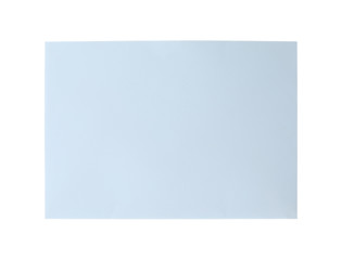 Light blue paper envelope isolated on white. Mail service