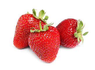 Delicious fresh ripe strawberries isolated on white