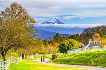 清里高原のまきば公園から眺める富士山　山梨県北杜市にて