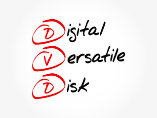 DVD - Digital Versatile Disk acronym, technology concept background