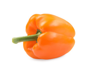 Ripe orange bell pepper isolated on white