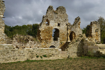 ruins of an ancient castle on the coast of Brittany, France