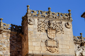 detail of the tower of the church in Caceres