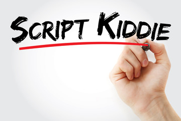 Script Kiddie text with marker, concept background