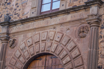 detail of main entrance of ancient building