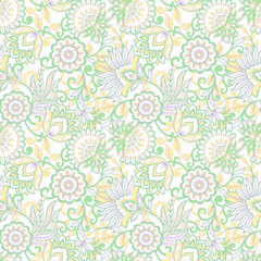 Fototapeta na wymiar floral vector illustration in damask style. ethnic background