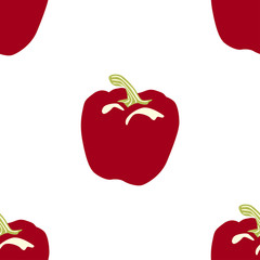 Cartoon flat seamless pepper for decoration design. Vegetarian healthy food vector texture. Fabric pattern.