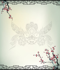 Chinese painting of cherry blossom - 374074305