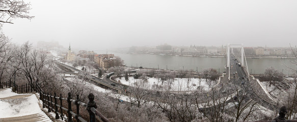 The Danube and Budapest in winter