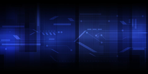 Digital science fiction circuit grid line patterns on dark blue.Futuristic concept.