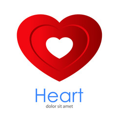 Logotipo abstracto con texto Heart con corazón con dos gradientes diferentes de color rojo y corazón de color blanco