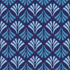Fototapeta premium Japanese Palm Leaf Vector Seamless Pattern