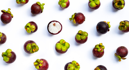 Mangosteen on white background.