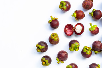 Mangosteen on white background.