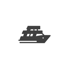 Obraz premium Yacht boat vector icon. filled flat sign for mobile concept and web design. Cruise ship glyph icon. Symbol, logo illustration. Vector graphics