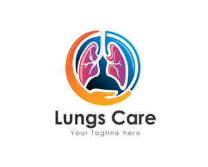 Circle lungs health care logo symbol design template