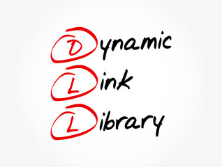 DLL - Dynamic Link Library acronym, technology concept background