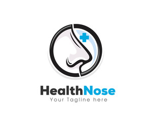 circle Nose line art drawing logo, icon, symbol template design