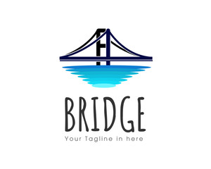 Simple bridge with water view logo design template
