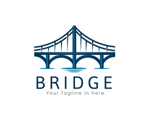 Elegant bridge vector logo template design illustration