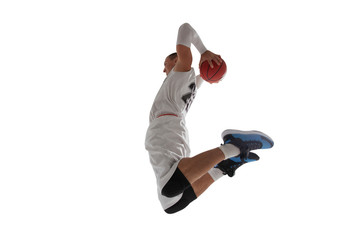 Basketball players isolated on white.